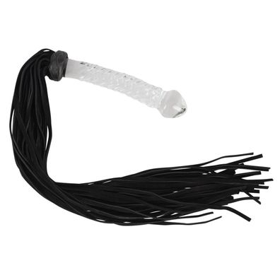 Peitsche Leder Striemen Flogger mit Penis Glasdildo