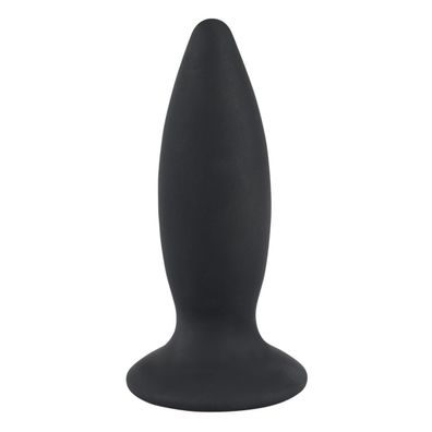 Konischer Vibro-Analplug S aus Silikon – 7 Modi, USB-aufladbar, schwarz