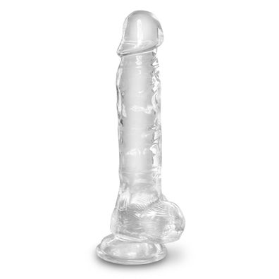 Realistischer Dildo Penisdildo Saugfuß Hoden Klar Transparent King Cock