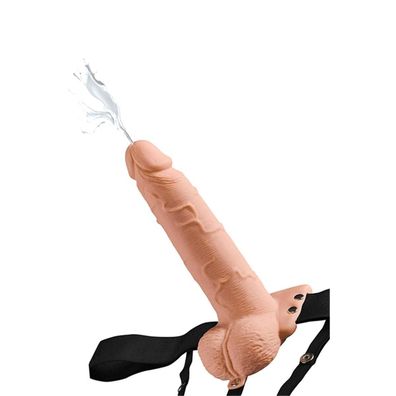 Umschnall Dildo hohl realistisch 19cm mit Spritzfunktion