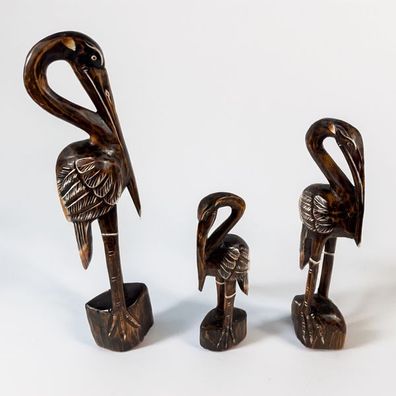 Vogel Kokokan im 3-er Set aus Holz, geschnitz, Tierfigur zur Dekoration