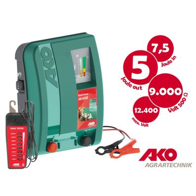 AKO Mobil Power AN6000 12V-Weidezaunger?t, 5 Joule + Zaunpr?fer