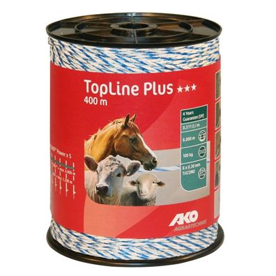 Weidezaunlitze TopLine Plus TriCOND wei?/blau 0,311 Ohm/m, 400 m