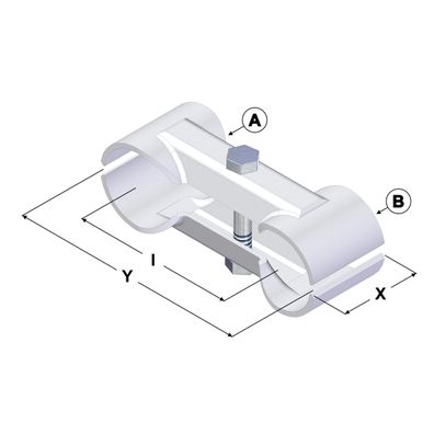 Doppelschelle, A 2" (? 60,3 mm) x B 2" (? 60,3 mm)