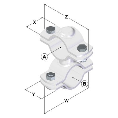 Querschelle geschwei?t, A 1 1/2" (48,3 mm) x B 1" (33,7 mm)