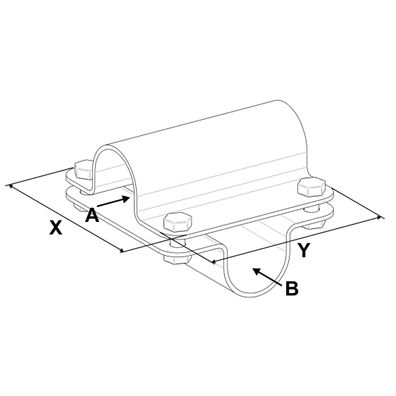 Querschelle 2-teilig, A 2" (60,3 mm) x B 2" (60,3 mm)