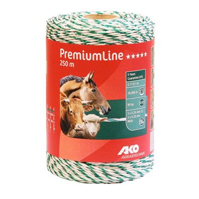 Weidezaunlitze PremiumLine, wei?/gr?n, 0,11 Ohm/m, ? 3mm, 250 m