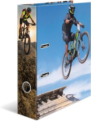 HERMA Ordner20107 A4 Mountain Bike, 7 cm breit, Kinder Ringordner mit Sport Motiv, b