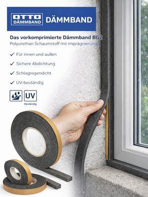 OTTO Fugendichtband BG2 ODB-20/4 20×20 mm 8 m Quellband für Fenster und Türen