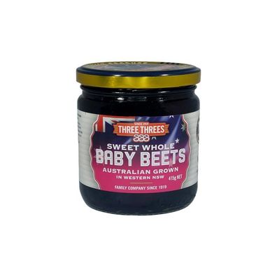 Three Threes Australian Sweet Whole Baby Beets Beetroot 415 g