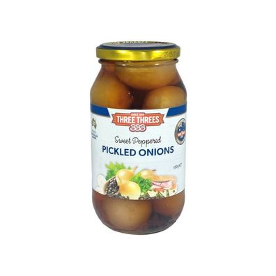 Three Threes Sweet Peppered Pickled Onions 500 g