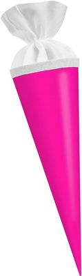 Geschwisterschultüte neonpink, 35 cm lang, rund, aus Fotokarton, 1 Stück