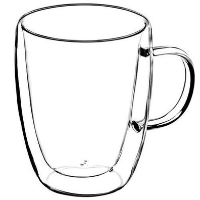 KADAX doppelwandige Glas Tasse, Glas mit Griff, 270ml, Trinkglas für Tee, 2