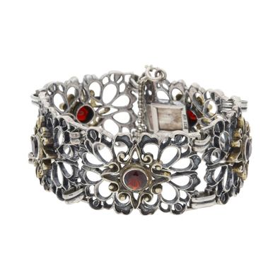 Trachten Armband 925/000 Sterling Silber mit Granat getragen 25321437