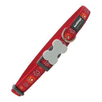 Hundehalsband Red Dingo Tierischer Fußabdruck (1,2 x 20-32 cm)