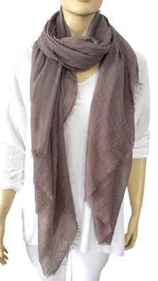 XXL Schal Tuch Halstuch Scarf 100 % Viskose kurze Fransen einfarbig in Taupe