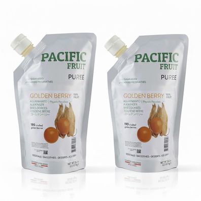 Pacific Fruit Püree Goldene Beere 2x 1kg Physalis Fruchtpüree 100% aus echten Beeren