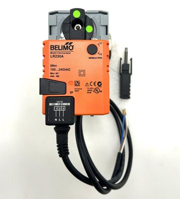 Belimo R325BL 3-Wege-Kugelhahn & LR230A Drehantrieb, 5 Nm, AC 100-240 V K18/443