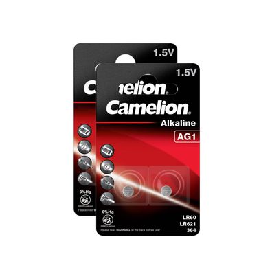2x 2er Blister Camelion Knopfzellen Uhren-Batterien AG1 Alkaline 0% HG