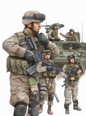 Trumpeter 1:35 424 Modern U.S. Army Armor Crewman & Infantry - NEU