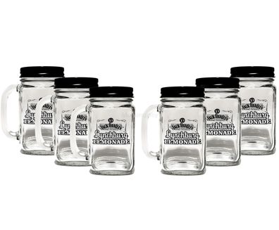 Jack Daniels Gläser Lynchburg Lemonaden Glas mit Deckel - 6er Set