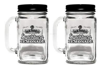 Jack Daniels Gläser Lynchburg Lemonaden Glas mit Deckel - 2er Set