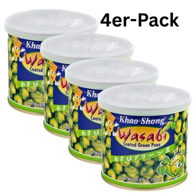 4er-Pack Khao Shong Grüne Erbsen mit Wasabi 140g