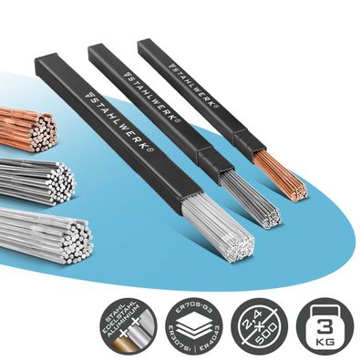 Stahlwerk Schweißstäbe Set ER70S-G3, ER307Si & ER4043Si5 2,5/2,4 x 500 mm je 1kg