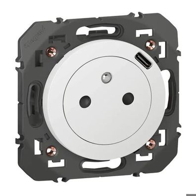 Steckdose Legrand mit USB-C Ladegerät, weiß, glänzend