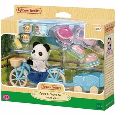 Spielset Sylvanian Families Mädchen Panda Figur Fahrrad schwarz