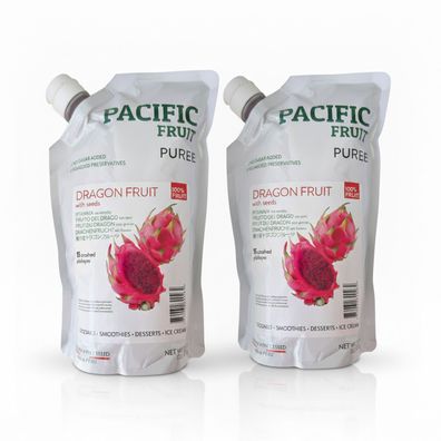 Pacific Fruit Püree Drachenfrucht 2x 1kg naturbelassen & aus echten Drachenfrüchten