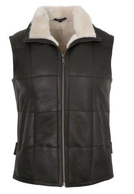 Maddox - Herren Lederweste Lammnubuk Lammfell dunkelbraun-beige