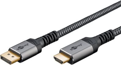 HDMI DisplayPort Kabel goobay 5 Meter Sharkskin Grau
