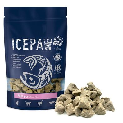ICEPAW Leckerli Filet pur 150g Katzensnack 100% Weißfisch Getreidefrei