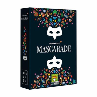 Strategiespiel Asmodee Mascarade mit bunten Masken