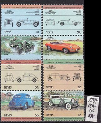 NEVIS [1984] MiNr 0194-01 ( * */mnh ) Autos (Paare)