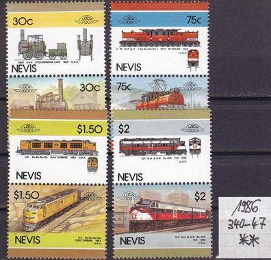 NEVIS [1986] MiNr 0340-47 ( * */mnh ) Eisenbahn (Paare)