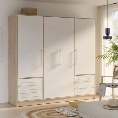 Schrank Jupiter Weiß 4 Téren 6 Schubladen