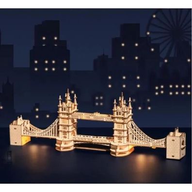Holzmodell Robotime Tower Bridge mit LED-Beleuchtung