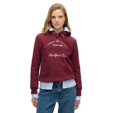 Hoodie Superdry Luxe Metallic Logo Rot XS