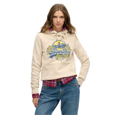 Hoodie Superdry W2012535A-7MO Beige mit floralem Muster
