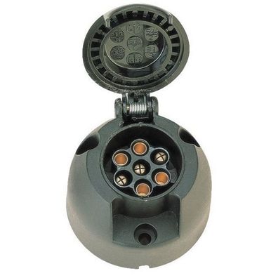 Steckdose 7-polig 12V mit Deckel + Gummi-Dichtung