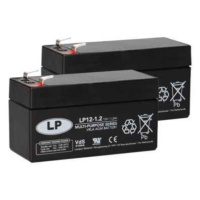 2x Landport VRLA AGM Stützbatterie 12V 1,2Ah – Versorgungsbatterie Bordnetz passen