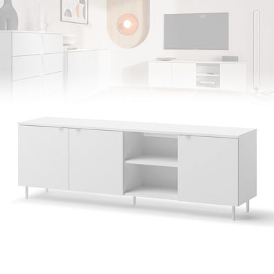 TV-Schrank MILA MA-05 mit 3 Türen Fernsehschrank Fernsehtisch Weiß Modern