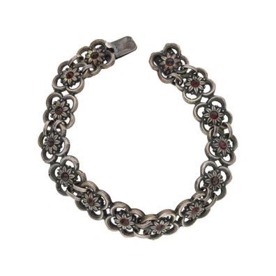 Second Hand Trachten Armband Silber 835 mit Granat 25324692, getragen