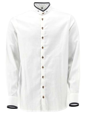 Trachtenhemd Maxi Stehkragen weiß anthrazit