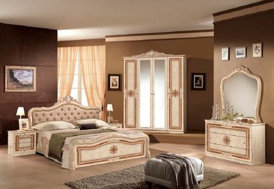 Barock Schlafzimmer-Set Leana 4-Teilig in Beige