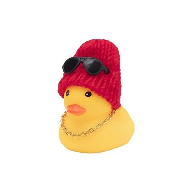 Funny Rubber Duck Car Decor with Sunglasses, Gold Chain & Hat, Quirky Dashboard