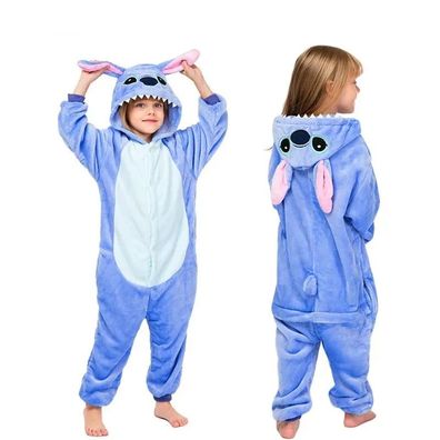 Stitch Anime Onesie Kinder Tier Cosplay Pyjamas Plusch Weihnachten Halloween Kapuze