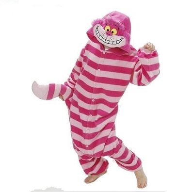 Cheshire Katze Onesie Erwachsene Unisex Tier Cosplay Pyjamas Plusch Winter Kostum